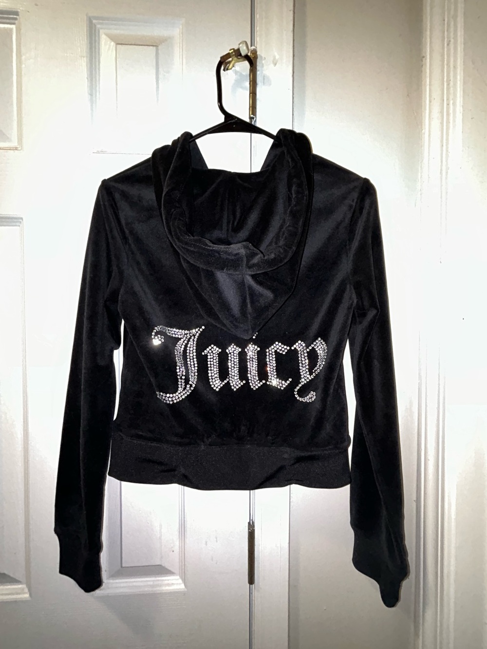 Juicy Couture Black Velour Rhinestone 'Juicy' Back Logo Set
